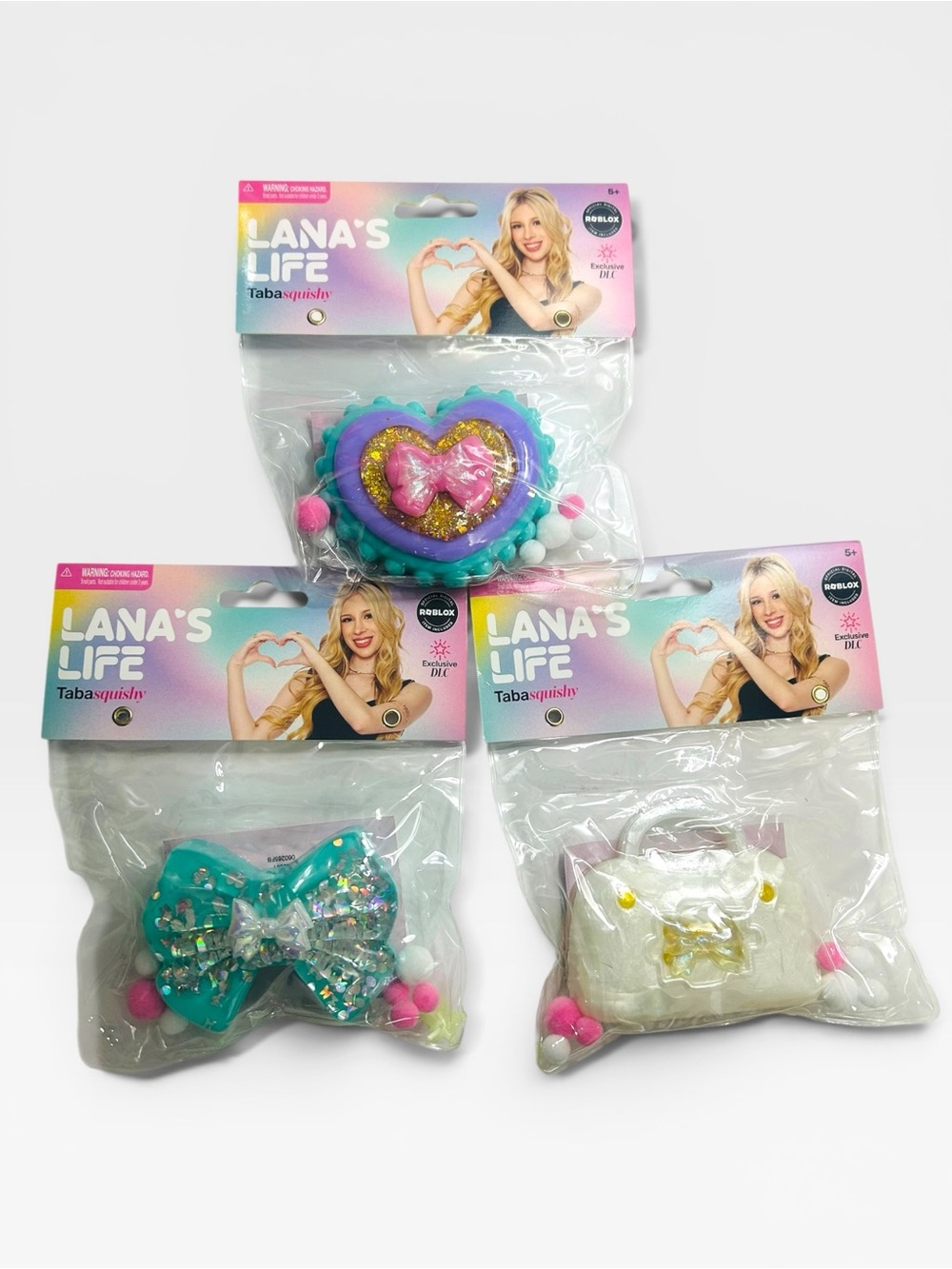 Lana’s Life Taba Squishy Bundle – Roblox DLC Included  (Heart, Bow, Purse) - NWT